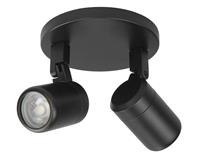 Spot Rain Zwart IP44 2Lichts