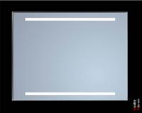 sanicare Spiegel met twee horizontale banen "Cold White" Leds 120 cm. alu omlijsting