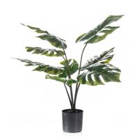 Shoppartners Kantoor kunstplant groene Monstera 60 cm in zwarte pot Groen