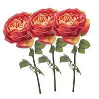 3x Oranje rozen kunstbloemen 66 cm Oranje