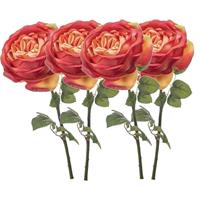 4x Oranje rozen kunstbloemen 66 cm Oranje