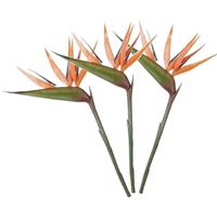 Mica Decorations 3x Oranje strelitzia/paradijsvogelbloem kunstbloemen 90 cm Oranje