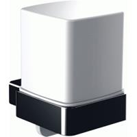 Emco loft Flüssigseifenspender, Wandmodell, mit Stülpbecher, Kristallglas satiniert, Farbe: Schwarz - 052113303