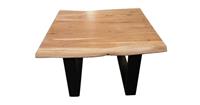 Tischplatte TISCHE-14 80x80x45cm Platte antikfinish lackiert und gewachst, Gestell antikschwarz Platte Akazie, Gestell Stahl