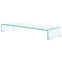 vidaXL Tv-meubel/monitorverhoger transparant 90x30x13 cm glas