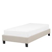 Beliani Gestoffeerd bed beige lattenbodem 90 x 200 cm ROANNE