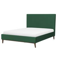 Beliani Bed donkergroen gestoffeerd 140x200 cm BAYONNE