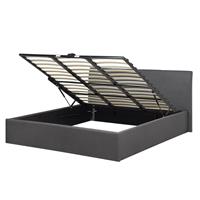 Beliani Gestoffeerd grijs bed, met opbergruimte 160 x 200 cm ORBEY