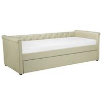 Beliani Bed met uitschuiffunctie beige bekleding 90x200 cm LIBOURNE