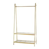 Madam Stoltz kledingrek met plateau brass 163 x 90 x 43