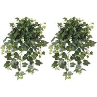 Shoppartners 2x Groene Hedera Helix/klimop kunstplanten 65 cm voor buiten Groen