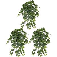 Shoppartners 3x Groene/witte Hedera Helix/klimop kunstplant 65 cm voor buiten Groen