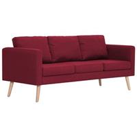 vidaXL 3-Sitzer-Sofa Stoff Weinrot Rot