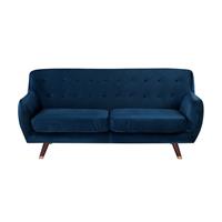 Beliani 3-zitsbank fluweelstof marineblauw BODO