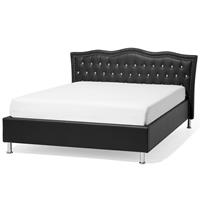 Beliani METZ Tweepersoonsbed Zwart Kunstleer 140x200