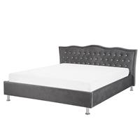 Beliani Bed fluweelstof donkergrijs 180 x 200 cm METZ