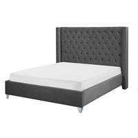 Beliani Gestoffeerd bed grijs lattenbodem 180 x 200 cm LUBBON