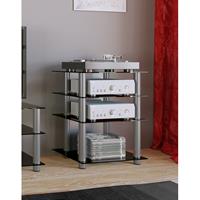 VCM Hifi Möbel Rack Phono Turm Medienrack Medienmöbel Regal Tisch Alu Glas "Bilus",, schwarzglas