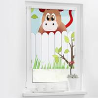 Seitenzugrollo Klemmfix Motiv Ochse Otto, LICHTBLICK, Lichtschutz, ohne Bohren, freihängend