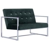 vidaXL 2-Sitzer-Sofa mit Armlehnen Dunkelgrün Chrom und Samt Grün