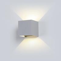 INTOLED LED Wandleuchte 6 Watt 3000K Beidseitig leuchtend IP65 Silber Cube