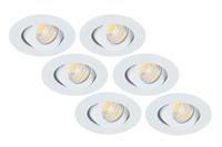 Inbouwspot LED 3W, Wit, Rond, Kantelbaar, Dimbaar, 6-Pack