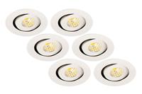 groenovatie Inbouwspot LED 3W, Rond, Kantelbaar, Aluminium, Dimbaar, Zilver, 6-Pack