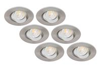 groenovatie Inbouwspot LED 3W, Rond, Kantelbaar, Aluminium, Dimbaar, 6-Pack