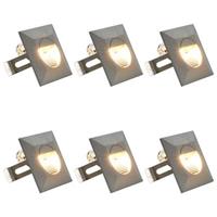 vidaXL LED-buitenwandlampen 6 st 5 W vierkant zilverkleurig