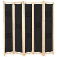 vidaXL Kamerverdeler met 5 panelen 200x170x4 cm stof zwart
