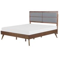 Beliani Houten bed donkerbruin met lattenbodem 180 x 200 cm POISSY