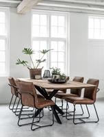 24Designs Curves Tafel - L210 X B100 X H78 - Tafelblad Recycled Teakhout - Zwart Onderstel
