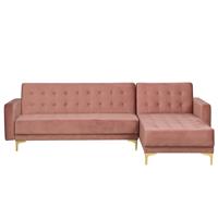 Beliani ABERDEEN Slaapbank Roze Fluweel 241x108