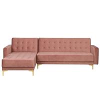 Beliani ABERDEEN Slaapbank Roze Fluweel 241x108