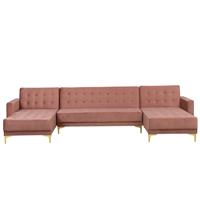 Beliani ABERDEEN Slaapbank Roze Fluweel 322x108