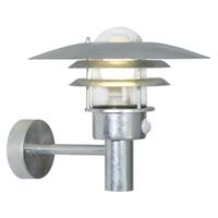 Nordlux Buitenlamp voordeur zilver 'Lonstrup 32' sensor PIR gegalvaniseerd E27 fitting