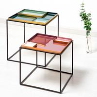 home24 Kayoom Beistelltisch Famosa III Eisen Mehrfarbig Rechteckig 40x40x40 cm (BxHxT)