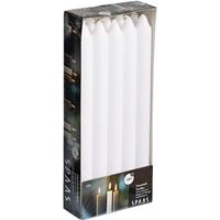 Candles by Spaas 10x Witte rechte dinerkaarsen 24 cm 8 branduren Wit