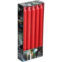 10x Rode rechte dinerkaarsen 24 cm 8 branduren Rood