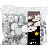 Candles by Spaas 100x Witte theelichtjes/waxinelichtjes 4,5 branduren in zak Wit