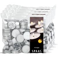 Candles by Spaas 200x Witte theelichtjes/waxinelichtjes 4,5 branduren in zak Wit