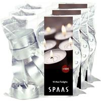 Candles by Spaas 30x Witte maxi theelichtjes/waxinelichtjes 10 branduren in zak Wit