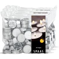 Candles by Spaas 150x Witte theelichtjes/waxinelichtjes 4,5 branduren in zak Wit