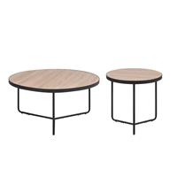 BELIANI Salontafel set van 2 lichtbruin/zwart MELODY M/L
