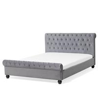 Beliani Bed fluweelstof lichtgrijs 140 x 200 cm AVALLON