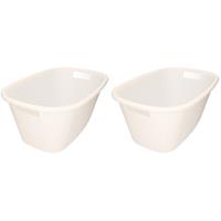 2x Witte kunststof wasmanden 35 liter Wit