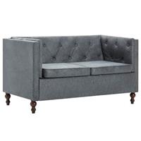 VidaXL Tweezitsbank Chesterfield-stijl stoffen bekleding grijs