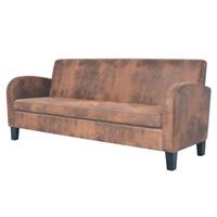 vidaXL 3-Sitzer Sofa Kunstleder Wildleder-Optik  Braun