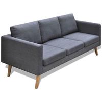 vidaXL Sofa 3-Sitzer Stoff Dunkelgrau Grau