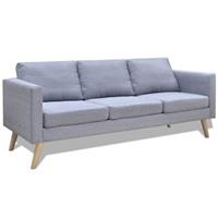 vidaXL Sofa 3-Sitzer Stoff Hellgrau Grau